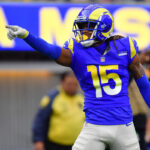 Demarcus Robinson celebrates after scoring a TD with the Rams.